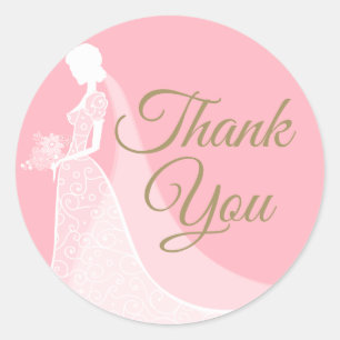 Pink and Gold Elegant Lace Gown Bridal Shower Classic Round Sticker