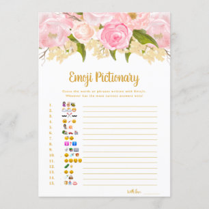 Pink And Gold Emoji Pictionary Baby Shower Games Invitation
