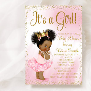 Pink and Gold Ethnic Princess Baby Shower Invitation
