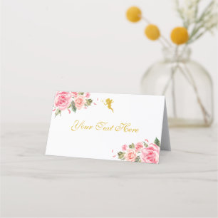 Pink and Gold Fairy Theme Place Card