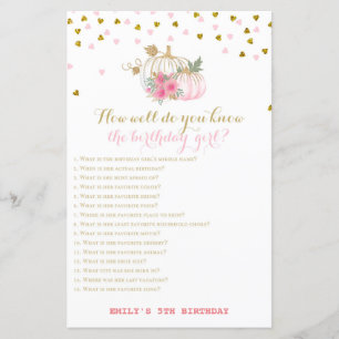 Pink and Gold Fall Birthday Game, Pumpkin