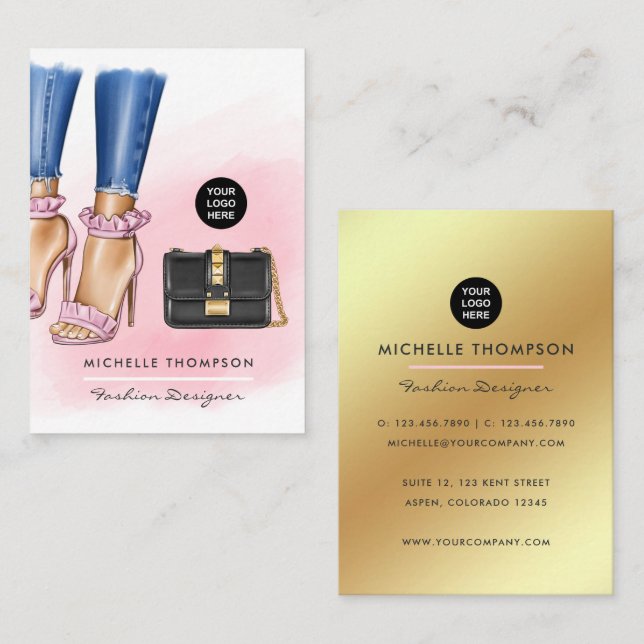 Pink and Gold Fashion Business Card (Front/Back)