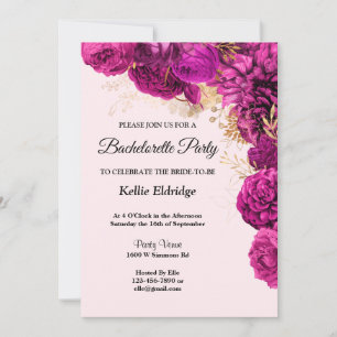 Pink And Gold Floral Bachelorette Party Invitation