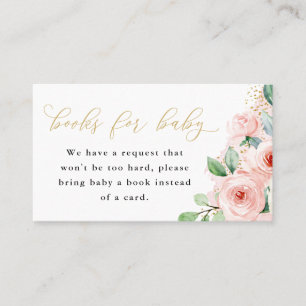 Pink and Gold Floral Books for Baby Enclosure Card