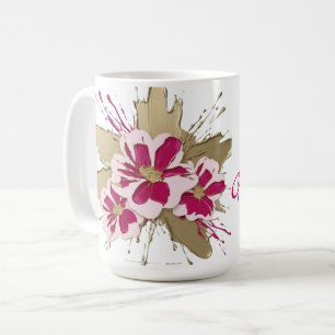 Pink and gold floral bouquet splash coffee mug