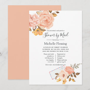 Pink and Gold Floral Bridal or Baby Shower by Mail Invitation