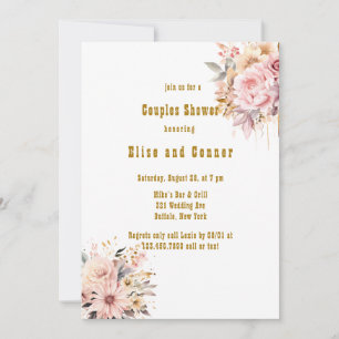 Pink and Gold Floral Couples Shower Invitation