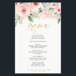 Pink and Gold Floral Event Dinner Paper Menu<br><div class="desc">This beautiful menu features watercolor flowers and your custom text.  Preferred paper-Satin.</div>