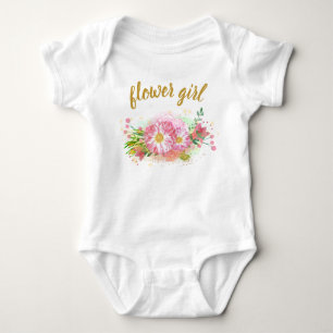 Pink and Gold Floral Girl All-In-One Outfit Baby Bodysuit