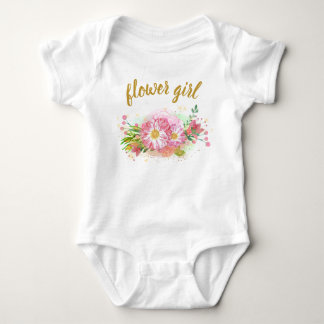 Pink and Gold Floral Girl All-In-One Outfit Baby Bodysuit