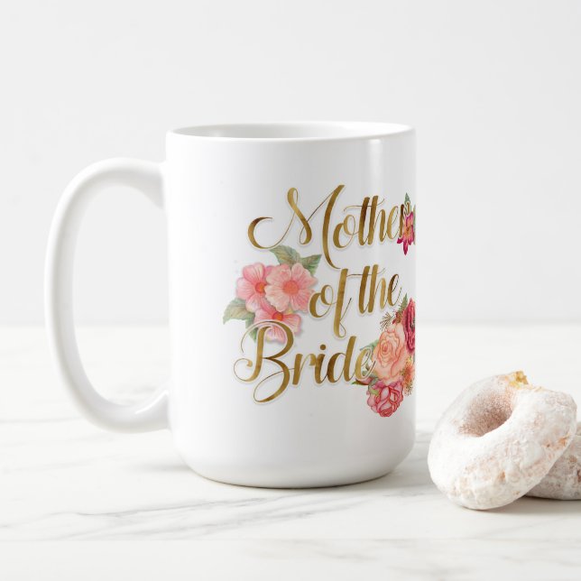 Pink and Gold Floral Mother of the Bride Mug (With Donut)