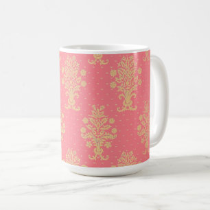Pink And Gold Floral Pattern Coffee Mug