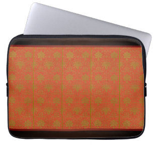 Pink And Gold Floral Pattern Laptop Sleeve
