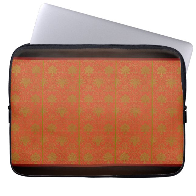 Pink And Gold Floral Pattern Laptop Sleeve (Front)