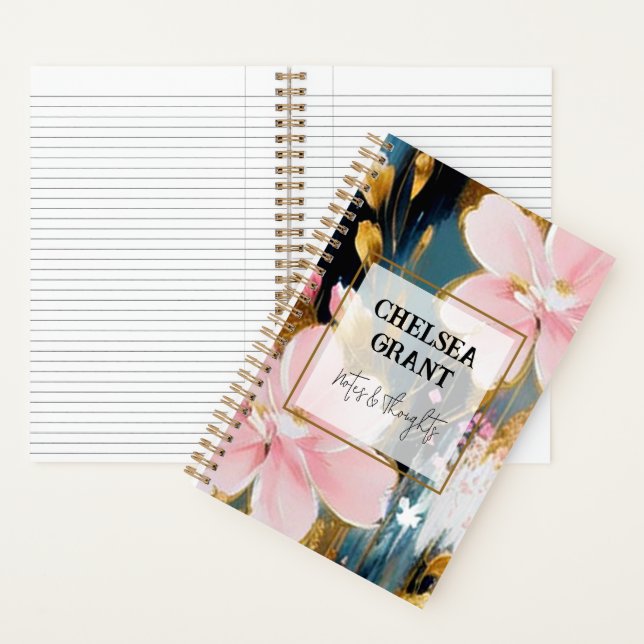 Pink and gold floral personalised journal (Inside)