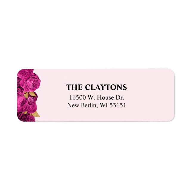 Pink And Gold Floral Return Address Labels (Front)