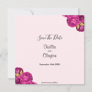 Pink And Gold Floral Save The Date