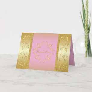Pink and Gold Floral Thank You Card
