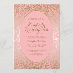 Pink and Gold Floral Vintage Bridal Shower Invitation
