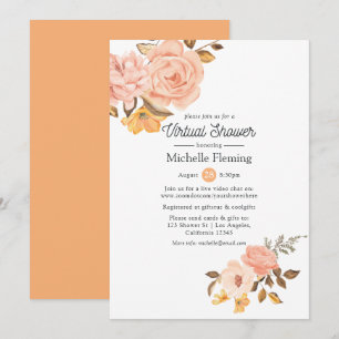 Pink and Gold Floral Virtual Baby or Bridal Shower Invitation