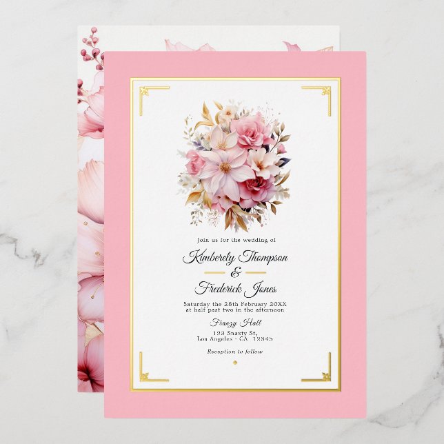 Pink and Gold Floral Wedding (Front/Back)