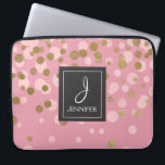 Pink and Gold Foil Confetti Elegant Monogram Laptop Sleeve<br><div class="desc">Pink and Faux Gold Foil Confetti Elegant Monogram Case. This case can be customised to include your initial and full name.</div>