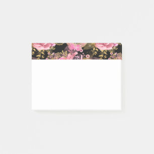 Pink and Gold Foil Floral Butterfly Pattern Post-it Notes