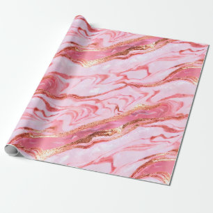 Pink and Gold Foil Marble Wrapping Paper
