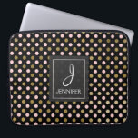 Pink and Gold Foil Polka Dot Pattern Monogram Laptop Sleeve<br><div class="desc">Pink,  Black and Faux Gold Foil Polka Dot  Pattern Elegant Monogram Case. This case can be customised to include your initial and full name.</div>