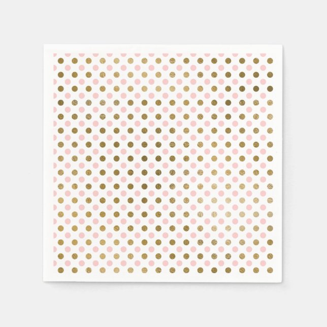 Pink and Gold Foil Polka Dot Pattern Napkin (Front)
