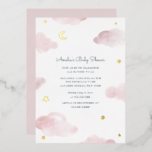Pink and Gold Foil Sweet Dreams Baby Shower Invite