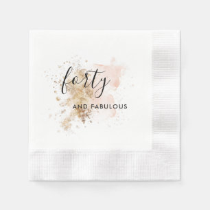Pink And Gold Forty 40th Birthday Napkin