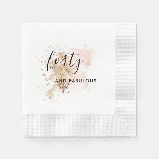 Pink And Gold Forty 40th Birthday Napkin (Front)
