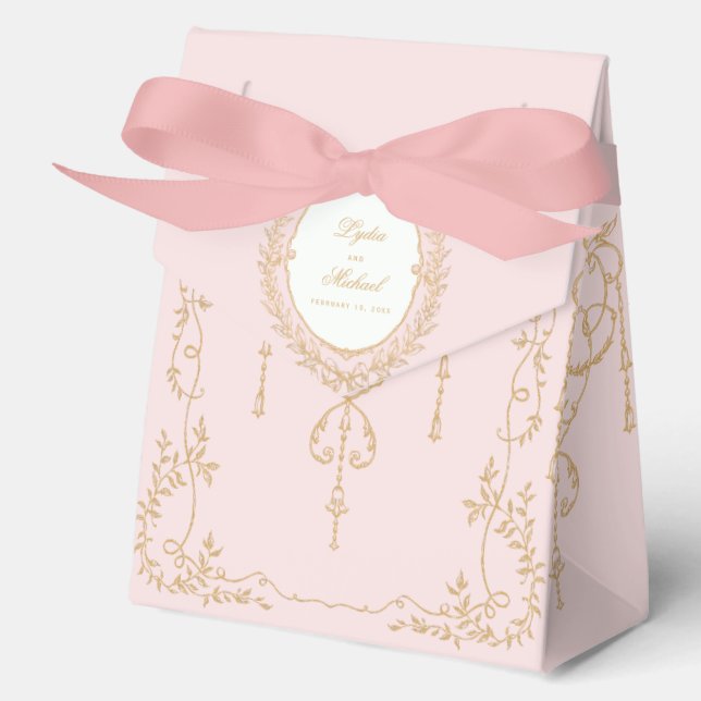 Pink and Gold French Antique Wedding Favour Box (Front)