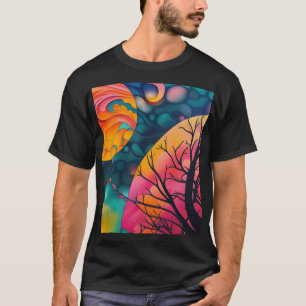 pink and gold full moon Tree Silhouette T-Shirt
