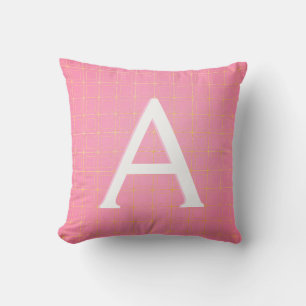 Pink and Gold Geometric Monogrammed Initial Accent Cushion