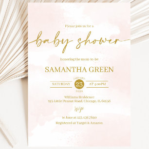 Pink and Gold Girl Baby Shower Invitation