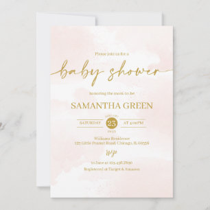 Pink and Gold Girl Baby Shower Invitation