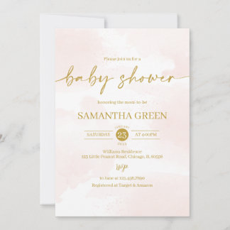 Pink and Gold Girl Baby Shower Invitation