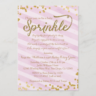 Pink and Gold Girl Baby Sprinkle Shower Invitation