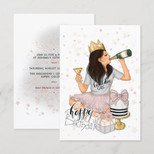 Pink and Gold Girly Birthday Party Invitation