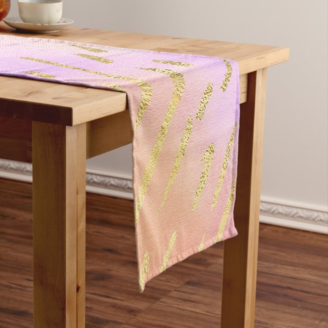 Pink and Gold Glam Short Table Runner (In Situ)