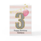 Pink and Gold Glitter 3rd Birthday Girl