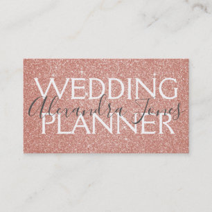 Pink and Gold Glitter and Sparkle Wedding Planner Business Card
