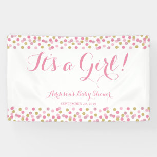 Pink and Gold Glitter Baby Shower Banner Large