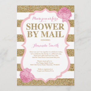 Pink and Gold Glitter Baby Shower by Mail Invitation