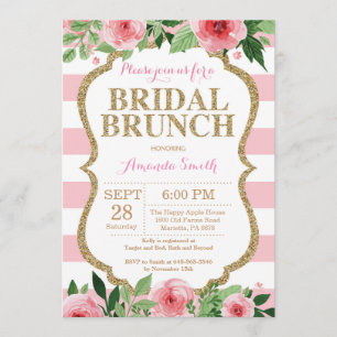 Pink and Gold Glitter Bridal Brunch Invitation