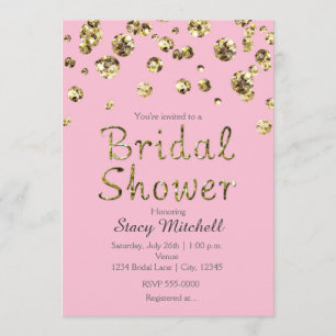Pink and Gold Glitter Bridal Shower Invitation