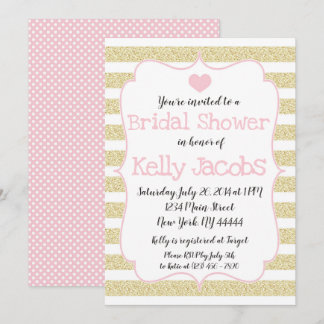 Pink and Gold Glitter Bridal Shower Invitation