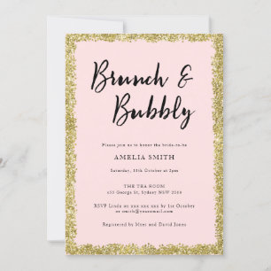 Pink and Gold Glitter Bridal Shower Party Invitation